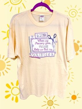 Vintage anvil butter yellow puffy print Scrapbooking tee